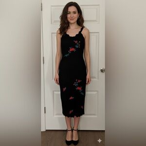 Rihoas Black Dress with Roses
